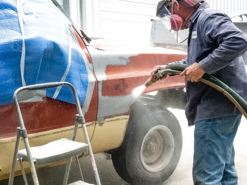 Dustless Mobile Blasting of Clarksville automotive project 1